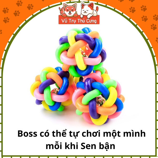 Đồ chơi gặm cho Chó mèo, bóng cao su nhiều màu có chuông leng keng