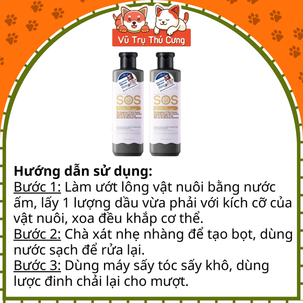 Sữa tắm SOS đen, ngừa ve rận, bọ chét cho thú cưng chó mèo 530ml