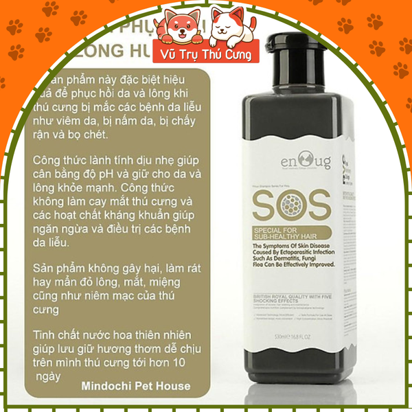 Sữa tắm SOS đen, ngừa ve rận, bọ chét cho thú cưng chó mèo 530ml