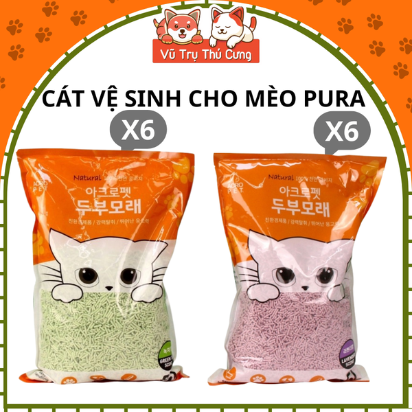 (Thùng 6 túi) Cát đậu nành Pura Acropet 5L dành cho mèo con