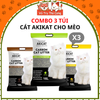 Combo 3 túi Cát vệ sinh cho Mèo than hoạt tính Akicat 8L