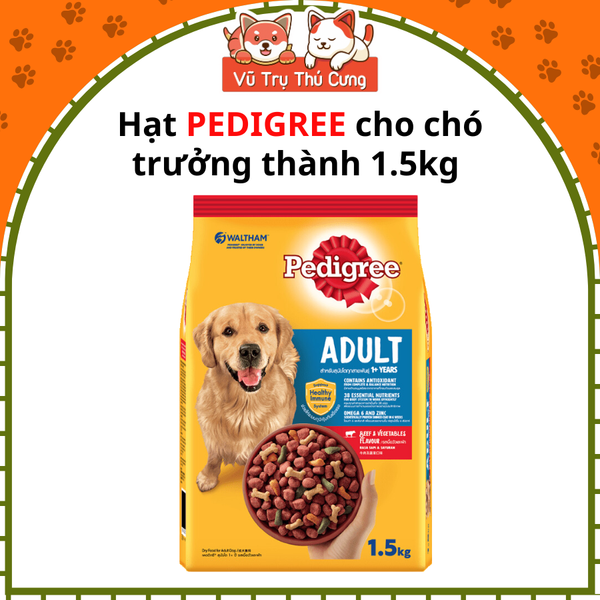 Thức ăn Hạt Pedigree cho Chó trưởng thành vị Bò 1,5Kg