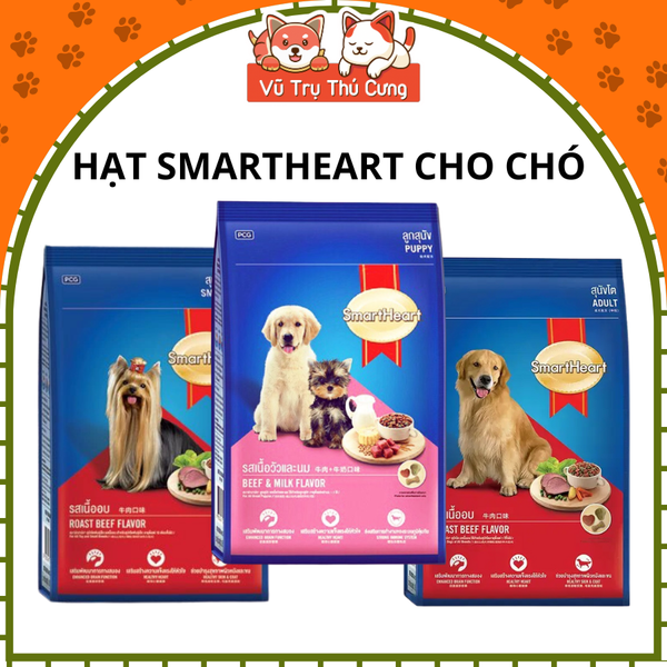 Thức ăn cho chó Hạt Smartheart 3Kg - Dành cho chó con, chó trưởng thành