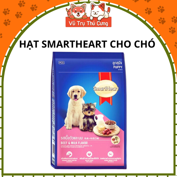 Thức ăn hạt SmartHeart Puppy dành cho Chó con vị Thịt bò và sữa 1.3kg
