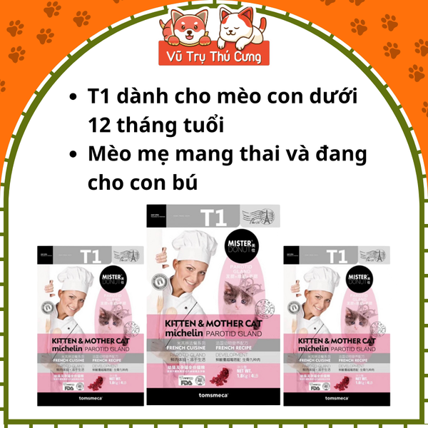 (9Kg) Thức Ăn Hạt Mister Donut T1 và T2 Dành Cho Mèo con, Mèo Trưởng Thành2