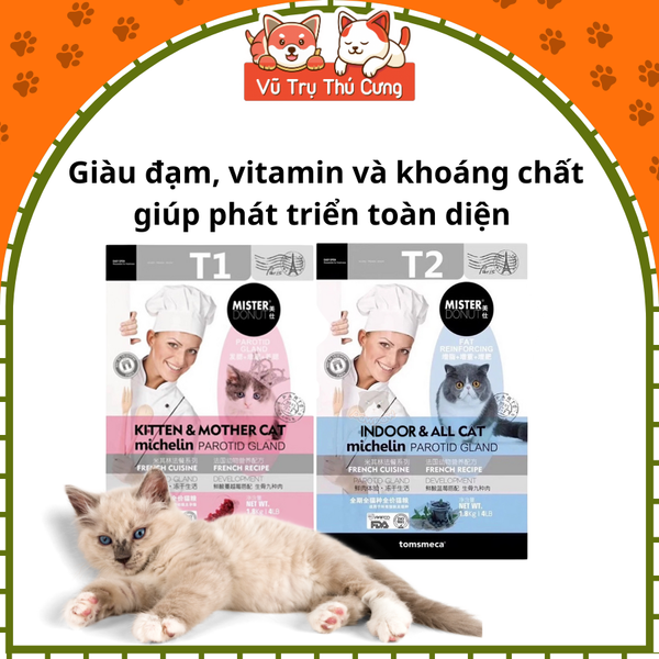 (9Kg) Thức Ăn Hạt Mister Donut T1 và T2 Dành Cho Mèo con, Mèo Trưởng Thành2