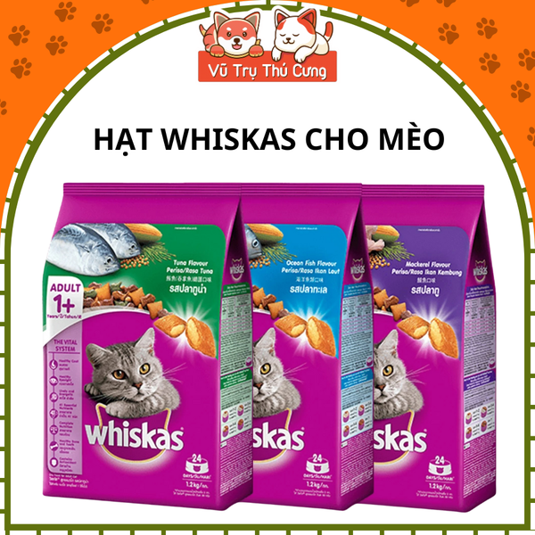 Thức ăn hạt Whiskas cho Mèo con, mèo trưởng thành 1,2Kg