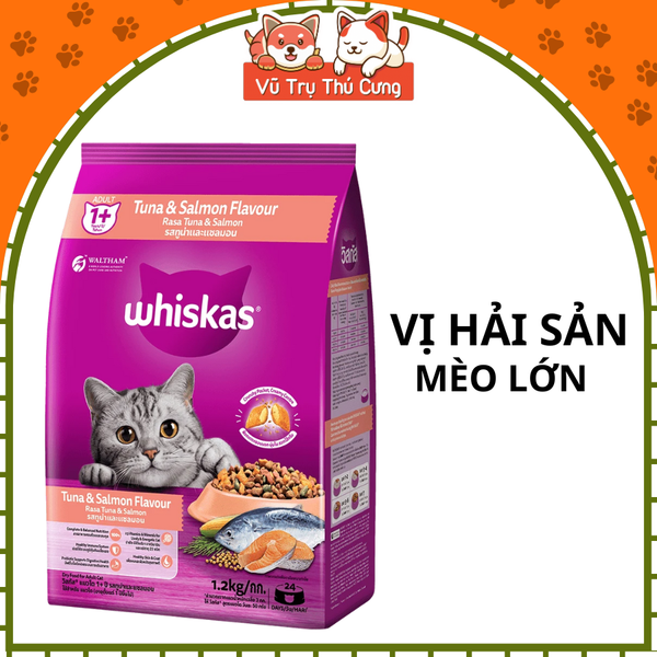 Thức ăn hạt Whiskas cho Mèo con, mèo trưởng thành 1,2Kg