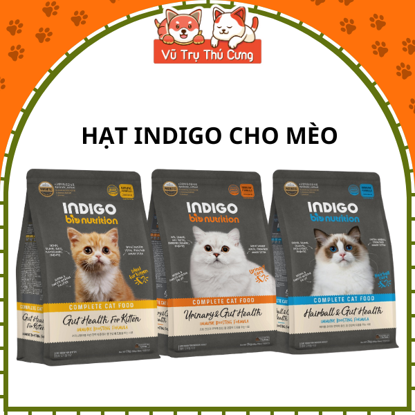 Hạt Hữu cơ cho Mèo INDIGO 100% thịt thật và Rau củ quả 400g
