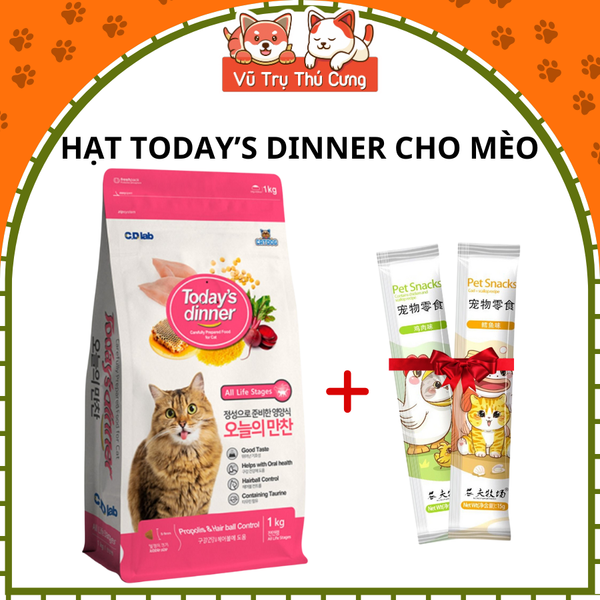(1Kg) Thức Ăn Hạt Today's Dinner Cho Mèo Mọi Lứa Tuổi