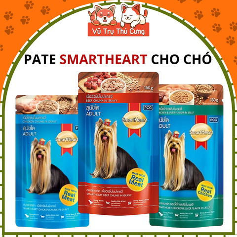 Pate cho Chó Smartheart dạng gói 130g, thành phần từ Thịt bò, thịt gà và Rau củ