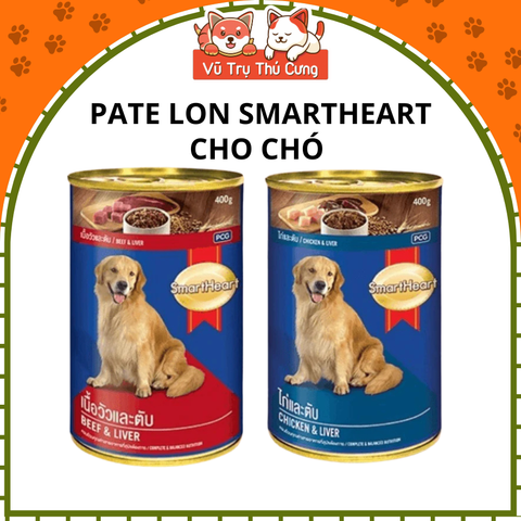 Pate Smartheart Cho Chó lon 400g nhiều dinh dưỡng, Thức ăn ướt cho chó vị Bò, Gà2