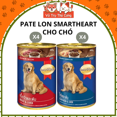 Combo 4 Lon Pate Smartheart Thái Lan Cho Chó 400g