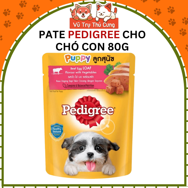 Thức ăn Pate cho chó con PEDIGREE dạng sốt vị bò, trứng và rau 80g