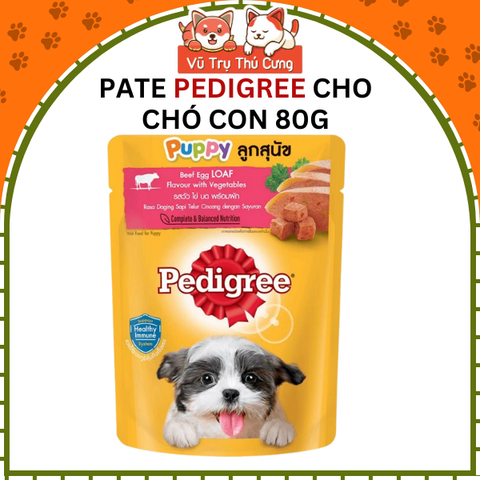 Thức ăn Pate cho chó con PEDIGREE dạng sốt vị bò, trứng và rau 80g2
