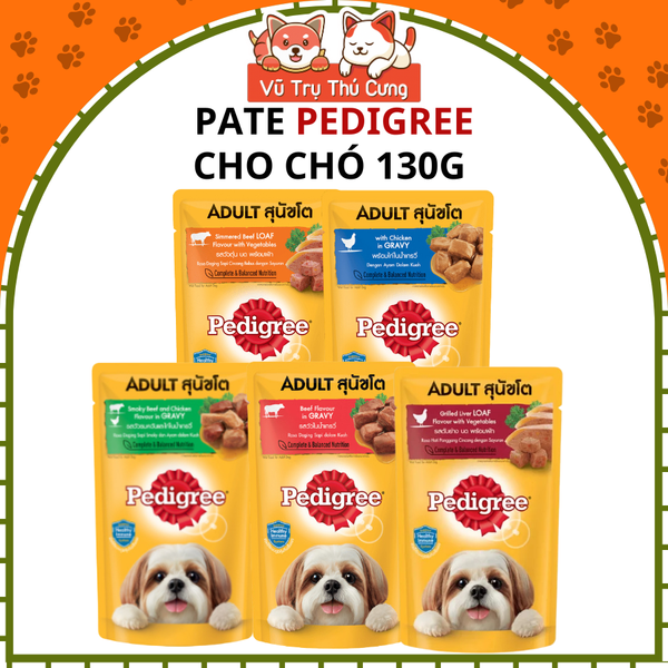 Combo 12 gói Pate Pedigree cho Chó Con, Chó Trưởng Thành 130g