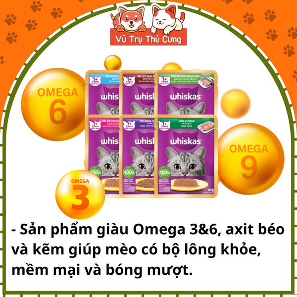 Pate Whiskas dành cho mèo lớn 1 tuổi, gói 80g