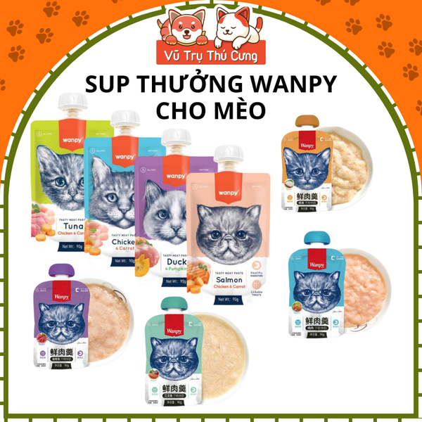 Súp thưởng Wanpy nắp vặn cho mèo mọi độ tuổi, tuýp 90g