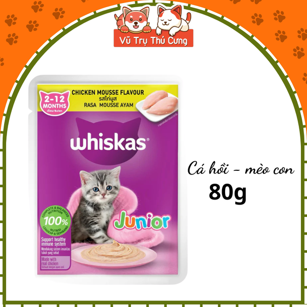 Pate Whiskas dành cho mèo con, mèo trưởng thành 80g