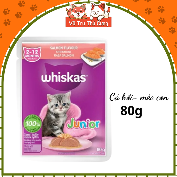 Pate Whiskas dành cho mèo con, mèo trưởng thành 80g