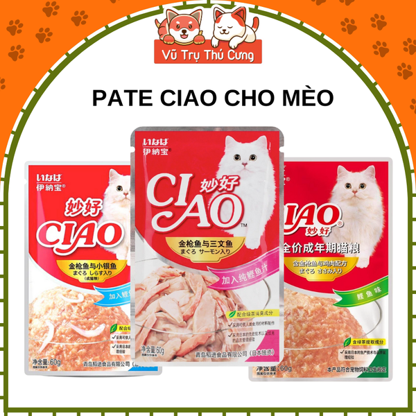 Pate Ciao cho Mèo gói 60g, Thức ăn ướt cho Mèo