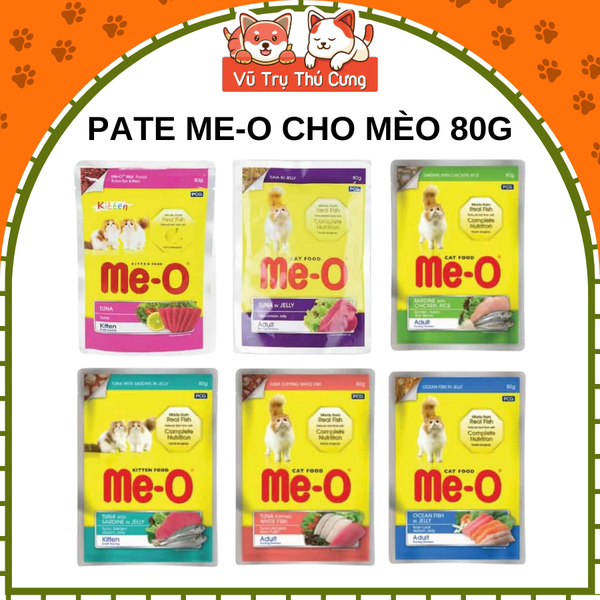 Pate Me-O Wet Cho Mèo Giàu Dinh Dưỡng Gói 80g