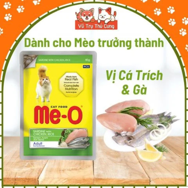 Combo 10 Gói Pate Cho Mèo Me-O Wet Thái Lan 80g