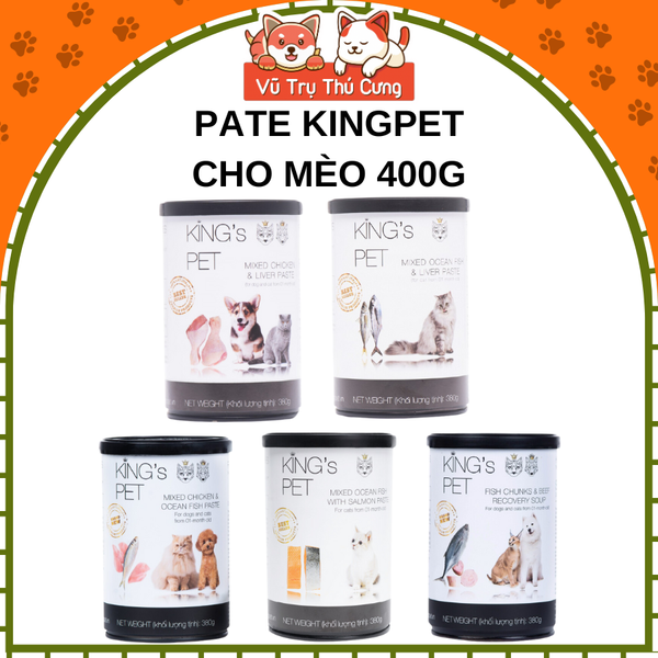Pate King Pet Cho Chó Mèo Từ Thịt và Rau Củ  Lon 380g