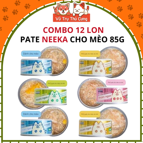 (COMBO 12 LON) Pate Cho Chó Mèo Neeka Thịt & Rau Củ 85g