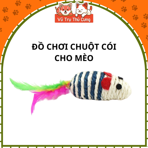 Đồ chơi cho Mèo hình chuột cói có lông vũ