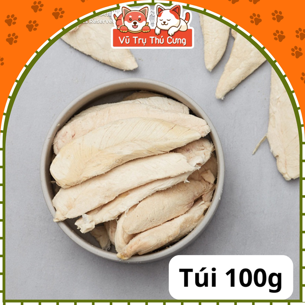 Snack Ức gà sấy nguyên miếng dành cho Chó mèo hộp 515g