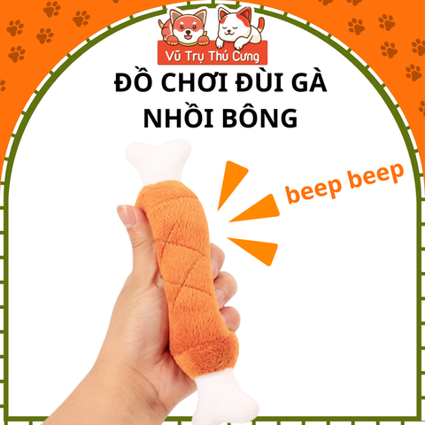 Đồ chơi nhai gặm cho chó, đùi gà nhồi bông