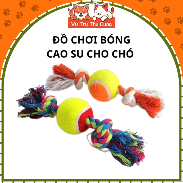 Đồ chơi nhai gặm cho Chó, bóng cao su kèm dây thừng