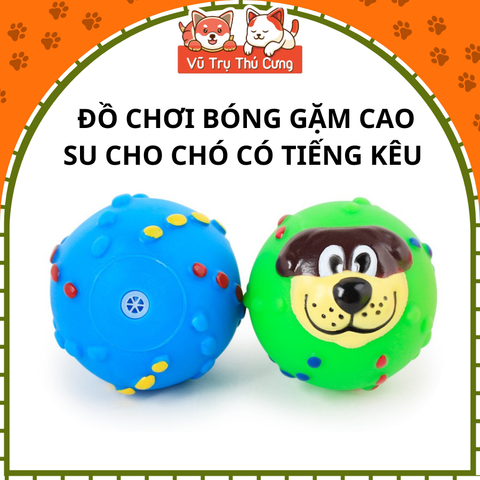 Đồ chơi bóng gặm cho thú cưng, hình mặt chó có tiếng kêu