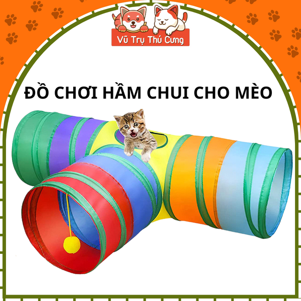 Đồ chơi cho mèo đường hầm chui có bóng tròn2