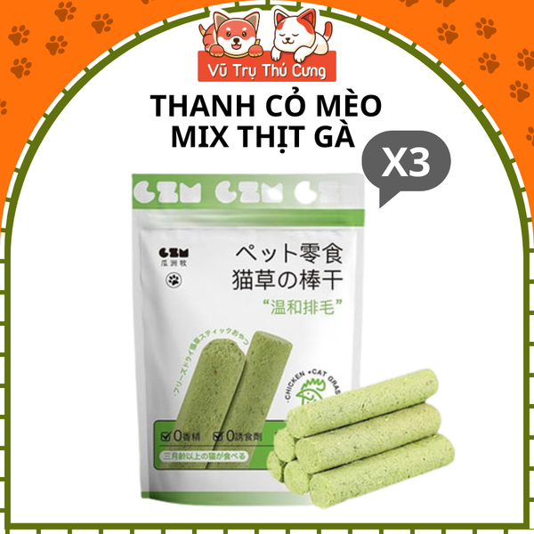 Thanh Cỏ Mèo Mix Thịt Gà Giúp Tiêu Búi Lông (6 thanh)