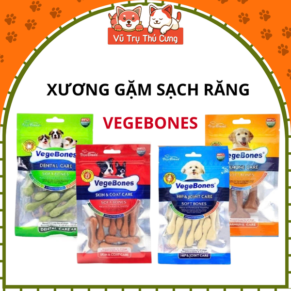 Xương thưởng mềm cho Chó gặm sạch răng, bổ sung dinh dưỡng VegeBones 60g