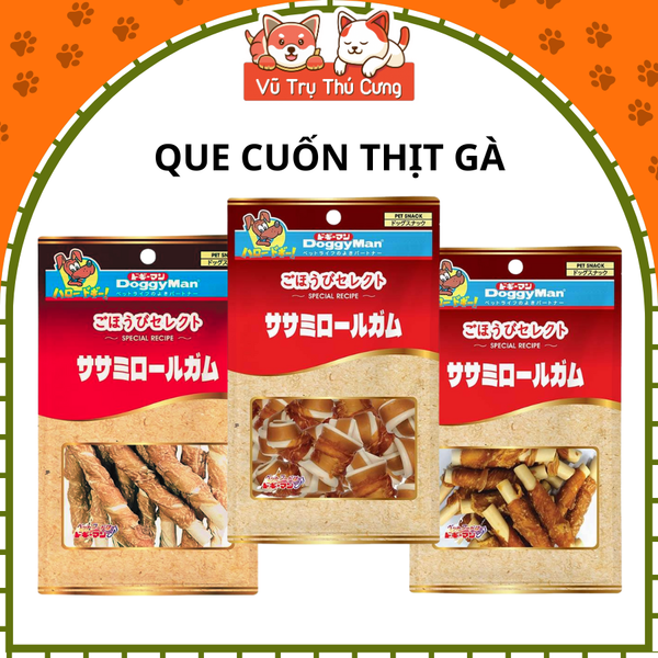 Snack Cho Chó Dạng Que Cuộn Thịt Gà DoggyMan (10 que)