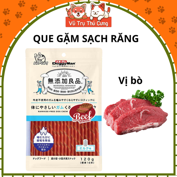 Snack cho Chó dạng que gặm DoggyMan 120g, Hương Sữa, Phô mai, Bò