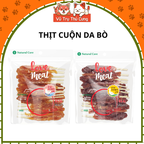 Snack cho chó cuộn Da bò Natural Core 160g - Vị thịt gà, thịt vịt