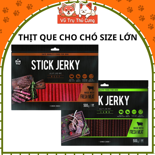 Snack Cho Chó Thịt Que Mềm Bò & Cừu Bowwow Hàn Quốc 500g