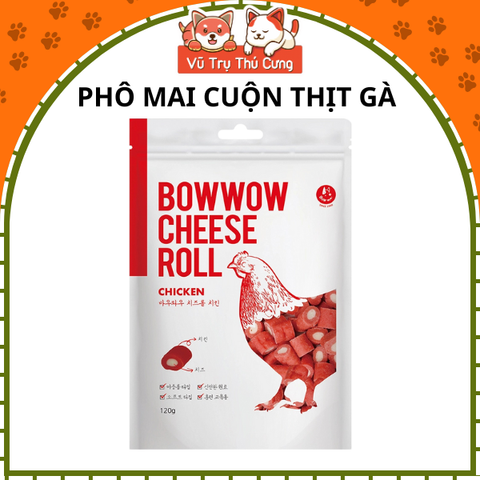 Snack cho Chó Phô mai cuộn Thịt gà Bowwow Hàn Quốc 120g2