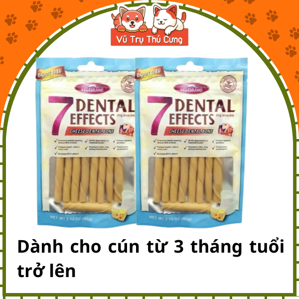Snack cho chó, Xương gặm sạch răng Vegebrand 60g vị Phô Mai