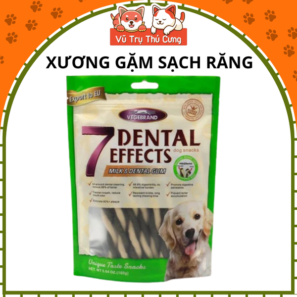 Xương gặm 7Dental Effects cho chó 160g - Sạch răng, thơm miệng, bổ sung canxi