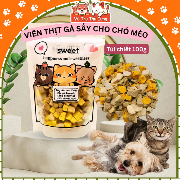 Snack thịt sấy cho Chó Mèo, Gà sấy hỗn hợp thơm ngon cho thú cưng