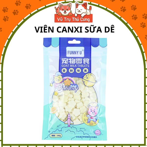 Viên xương sữa dê bổ sung Canxi cho Chó mèo Funny U 100g