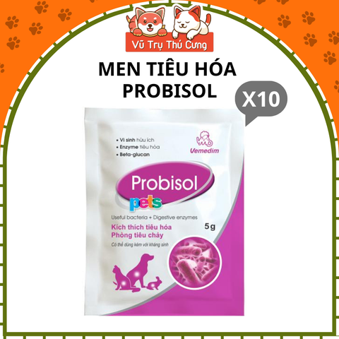 Combo 10 Gói Men tiêu hoá cho chó mèo Probisol - Hỗ trợ tiêu hoá, bổ sung Vitamin cho chó mèo