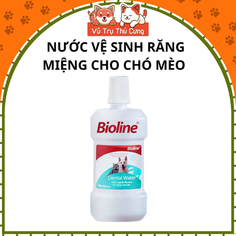 Nước uống thơm miệng, sạch răng dành cho Chó mèo Bioline 300ml