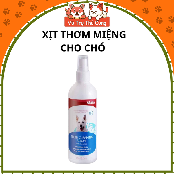 Xịt thơm miệng cho Chó và loại bỏ mảng bám Bioline 175ml