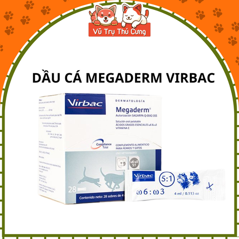 (Hộp 28 gói) Gel Dinh Dưỡng Chăm Sóc Lông Da Cho Chó Mèo Megaderm Virbac